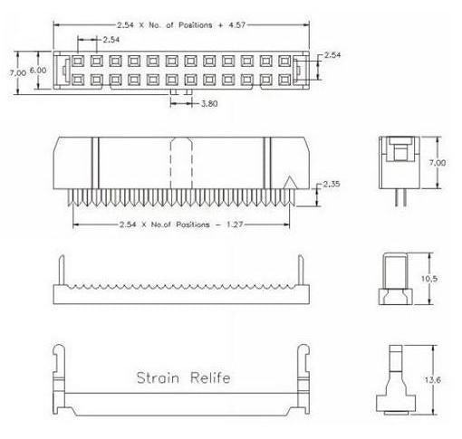 2x13 Female Ribbon Crimp Connector - 26 Pin - (AD22975)