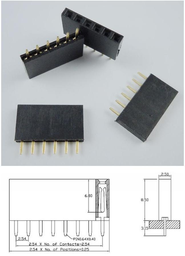 8 Pin Female Single Row 2.54mm Header - (AD7901)