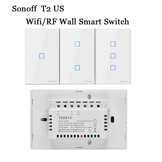 1-Gang Sonoff T2 US Standard WiFi Touch Light Switch - (AD37850)