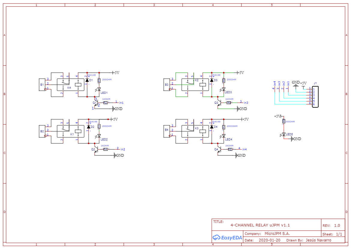 4-Channel 5V Relay Module uJPM v1.1 - (AD58399)