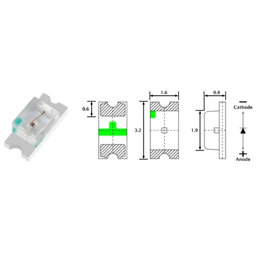 Bright Green LED SMD 1206 - (AD65533)