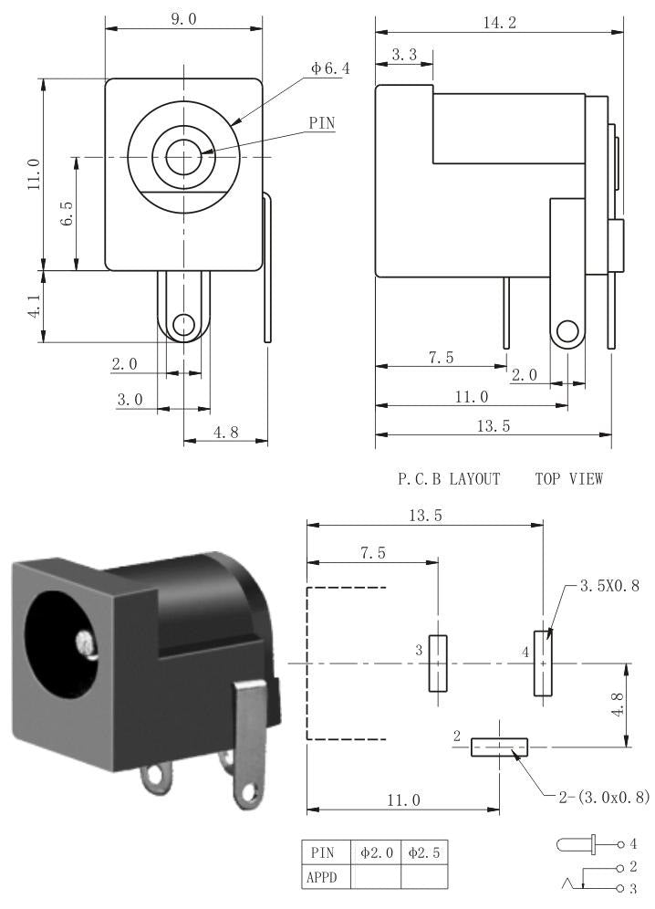 P-232 Miyako Jack Barrel 2.1mm PCB Mount - (AD3987)