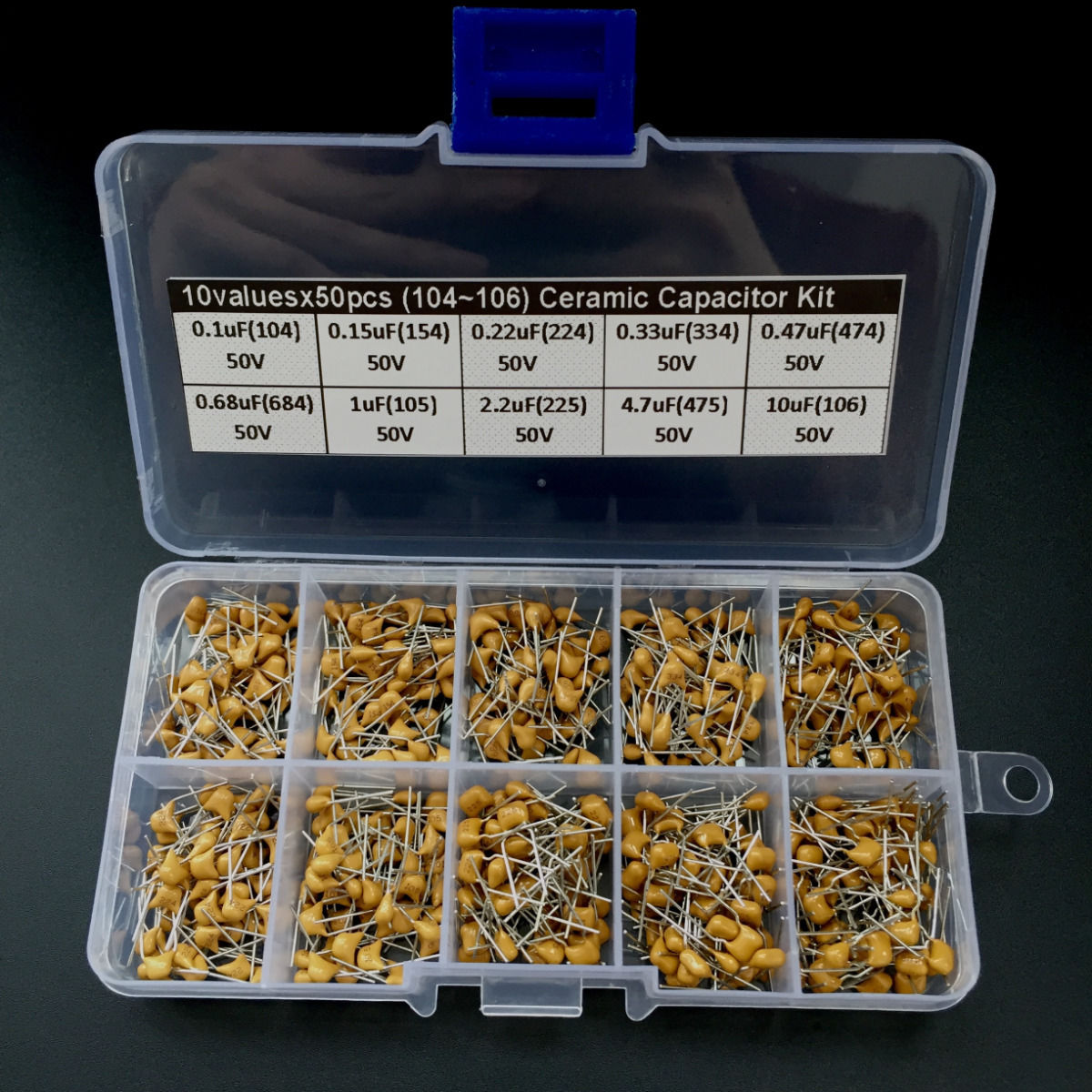 0.1uF~10uF Ceramic Capacitor Kit Box (500 PCS) - (AD21527)