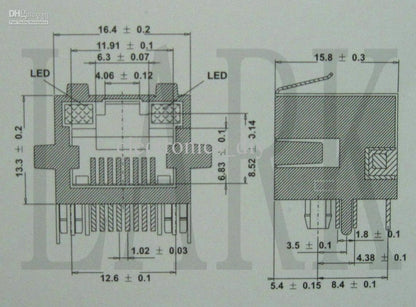 RJ45 Modular Connector Network PCB Jack 8P w/ LED - (AD11939)
