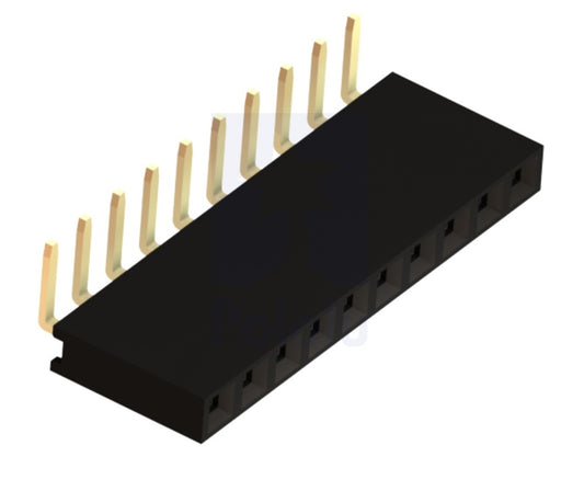 10 Pin 2.54mm Single Row Right Angle Female Header - (AD8003)
