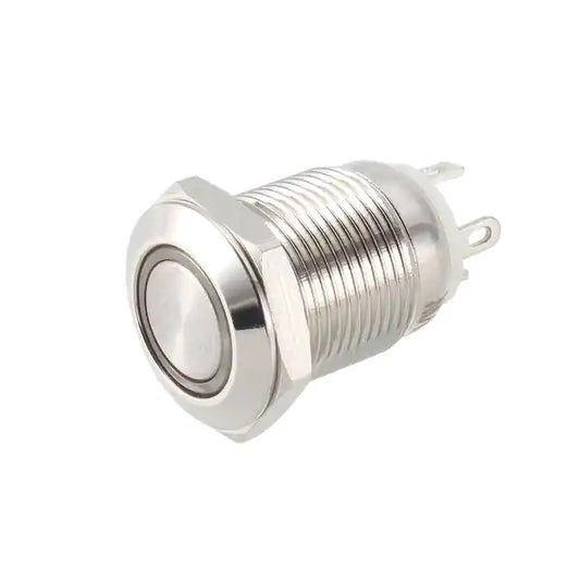 12mm 12V White LED Metal Push Button - (AD45916)