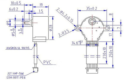 Small Reduction Stepper Motor - 5VDC 32-Step 1/16 Gearing - (AD22561)