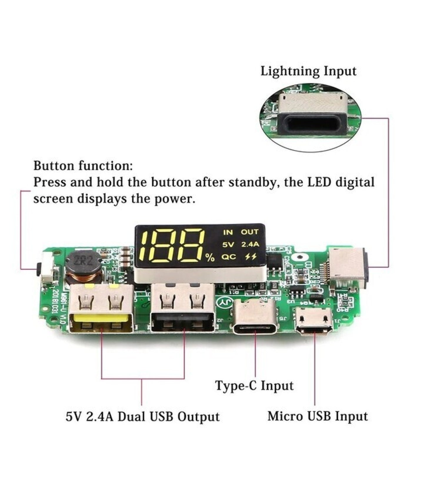 Quick Charging Module 5V 2.4A with Display - (AD30418)