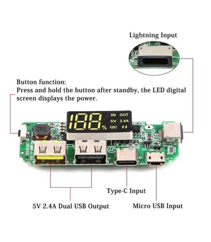 Quick Charging Module 5V 2.4A with Display - (AD30418)
