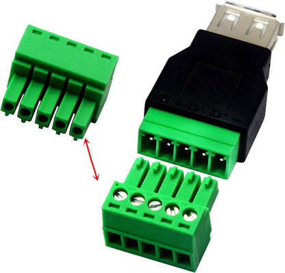 USB 2.0 Type A Female to 5 Pin Screw Connector - (AD80607)