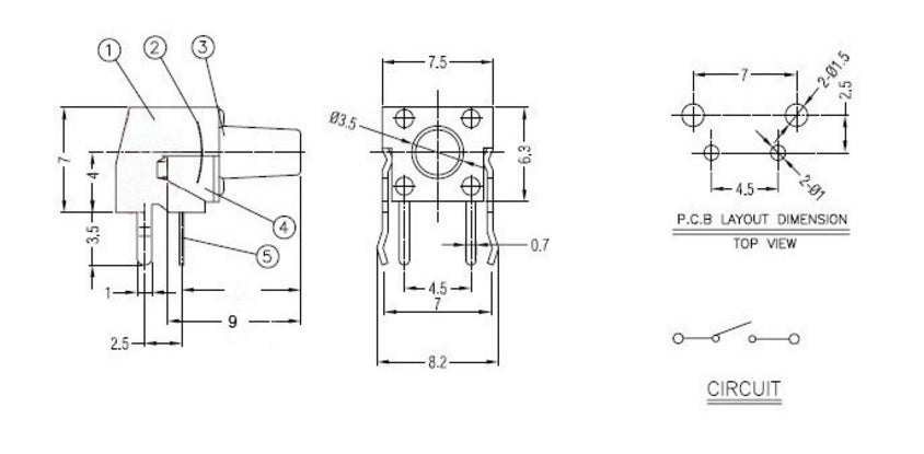 6x6x9mm Right Angle 2-Pin Momentary Push Button - (AD24402)