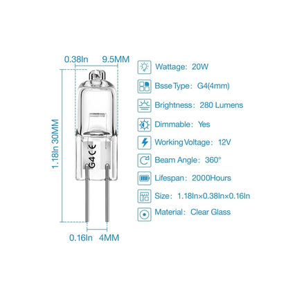 G4 Halogen Bulb 2700K Warm White Dimmable 12V @ 20W - (AD38375)