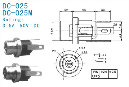 DC Power Jack 2.1mm Panel Mount Bulkhead - (AD13572)