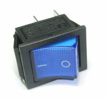 Rocker Switch Blue ON-OFF DPST (with lamp) 16A 250VAC Panel Mount - (AD13565)