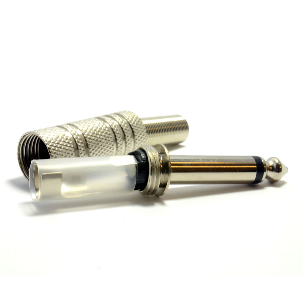 6.35mm 1/4" Mono Metal Plug with Spring - (AD14859)