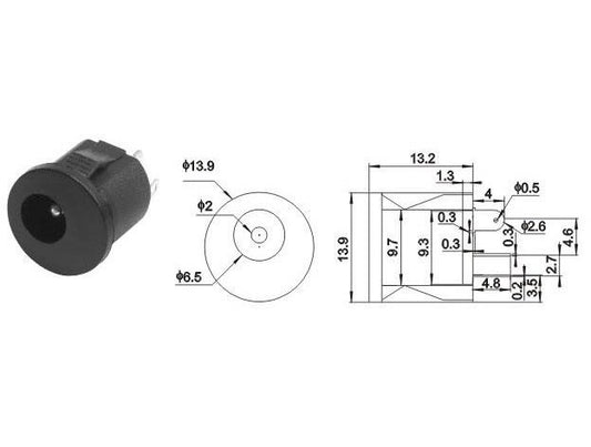 DC-022K DC Power Jack 2.1mm Enclosed Frame With Switch - (AD21201)