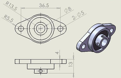 8mm Mounting Shaft Support Bearing - (AD37125)