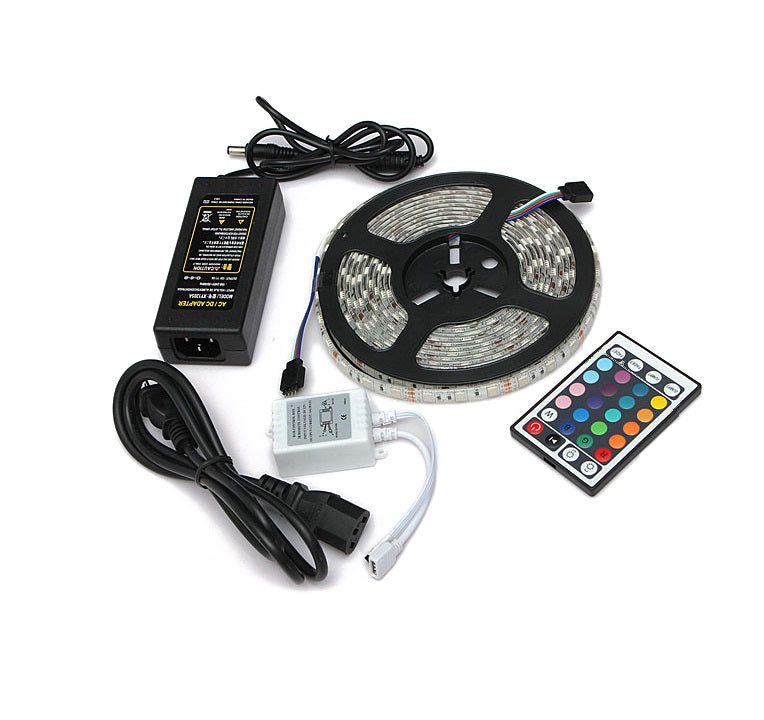 Waterproof RGB LED Strip 12VDC + IR Control 28 Keys + Power Supply - (AD25137)