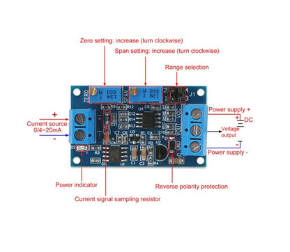 Current to Voltage Converter Module (4-20mA to 0-10V) - (AD31425)