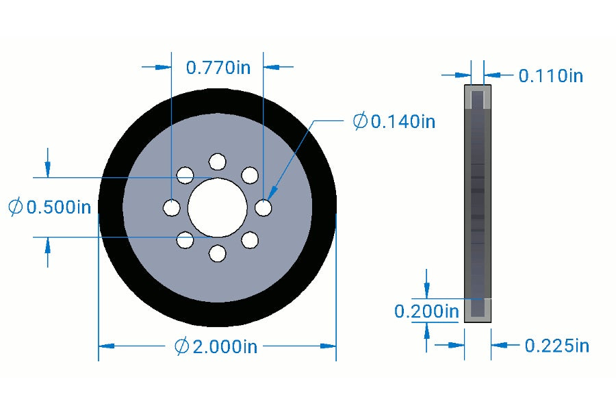 Precision Disc Wheel - 2" (Black, 2 Pack) [ROB-12537] - (AD31528)