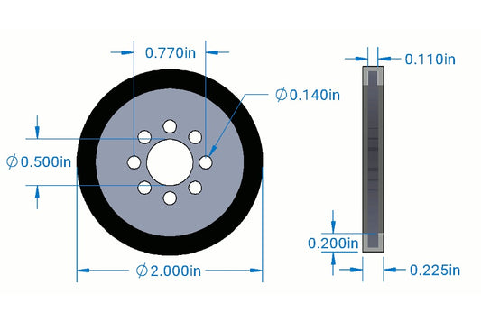 Precision Disc Wheel - 2" (Black, 2 Pack) [ROB-12537] - (AD31528)