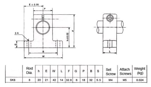 SK08 8mm Linear Rail Shaft Guide Support - (AD35411)