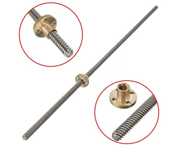 T8 x 500mm Lead Screw With Brass Nut - (D41009)