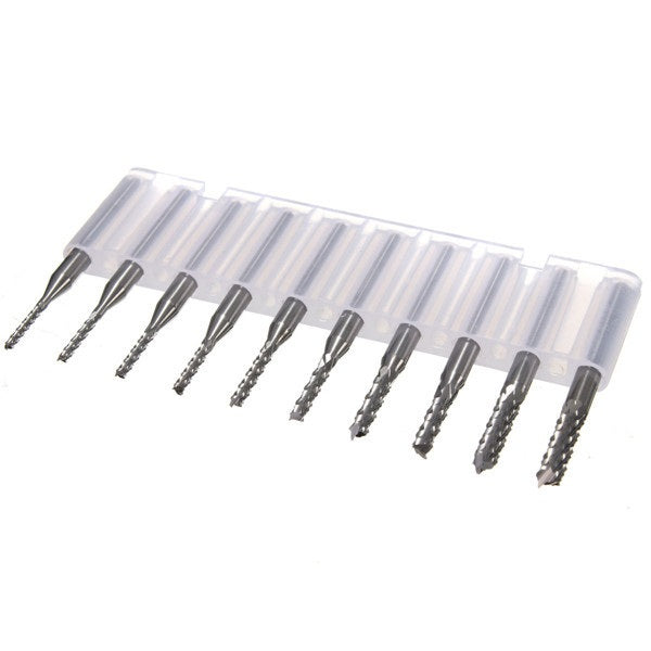 1.3mm - 3.175mm Carbide End Mill Engraving Bits For CNC [10 PCS] - (AD37184)