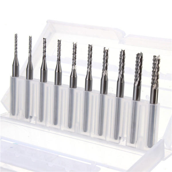 1.3mm - 3.175mm Carbide End Mill Engraving Bits For CNC [10 PCS] - (AD37184)