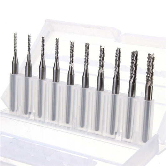1.3mm - 3.175mm Carbide End Mill Engraving Bits For CNC [10 PCS] - (AD37184)