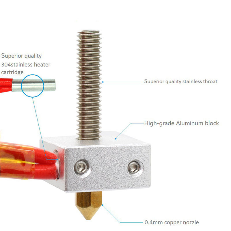 0.4mm Nozzle Heater Block Hot End Kit - (AD37283)