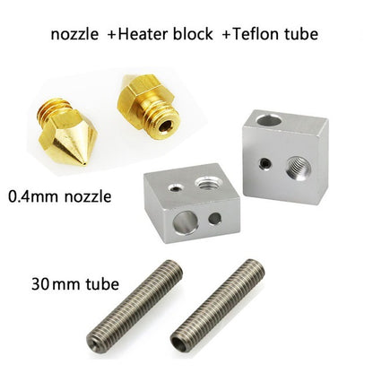 MK8 Heater Block Kit For 3D Printer (Throat Tube + Brass Extruder Nozzle + Heater Block) - (AD37617)