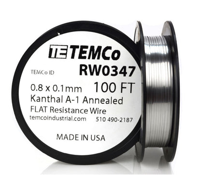 TEMCo RW0347 0.8x0.1mm Kanthal A-1 Annealed Flat Resistance Wire [METRO] - (AD38453)