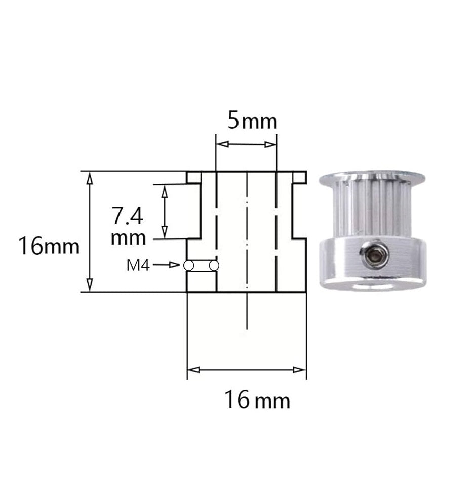 GT2 [5mm] Pulley w/ Captive Screw - (AD38788)