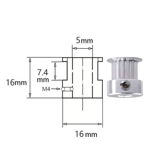 GT2 [5mm] Pulley w/ Captive Screw - (AD38788)