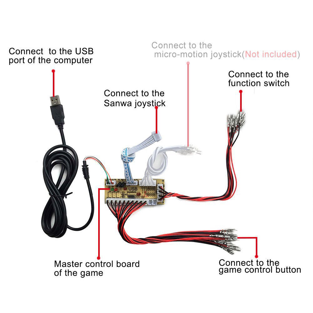 Arcade Game Controller USB Joystick Kit [White] - (AD39587)