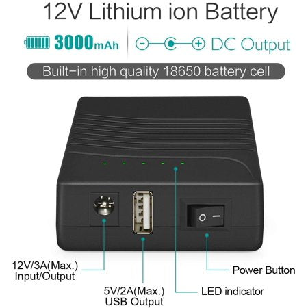 DC12V @ 3000mAh Rechargeable Lithium Battery With Charger Adapter - (AD43550)