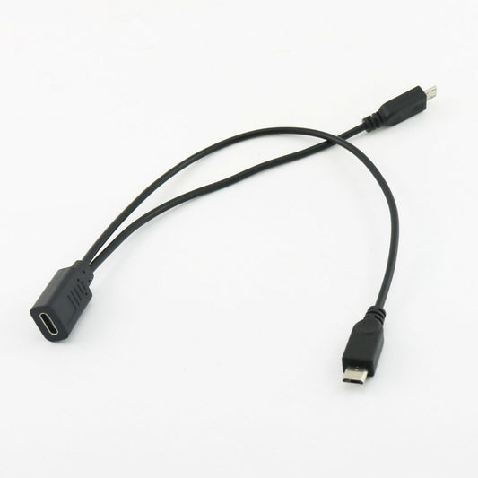 USB 2.0 Type C Female to Dual Micro USB Male - (AD46526)
