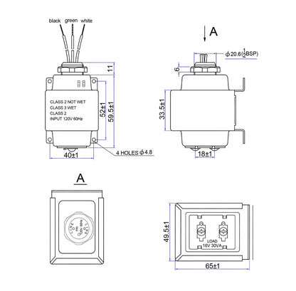 T57-0052 Doorbell Transformer 16V @ 30VA - (AD47893)