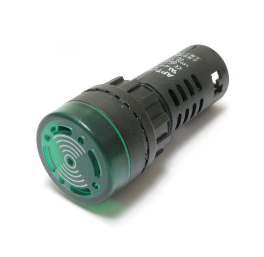 AD16-22SM Green LED Pilot with Flash Light and Buzzer 12V - (AD48326)
