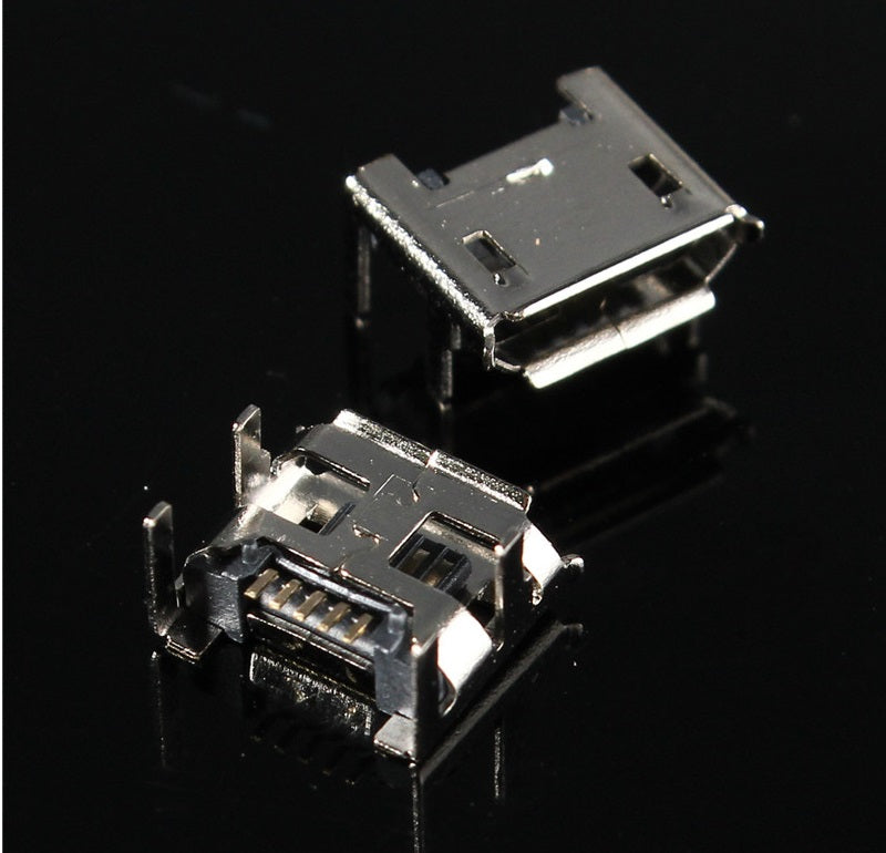 Micro USB Type B Female Socket 4 Vertical Legs Solder Connector - (AD49725)