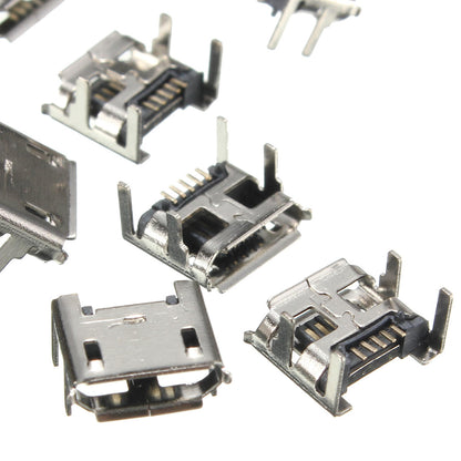Micro USB Type B Female Socket 4 Vertical Legs Solder Connector - (AD49725)