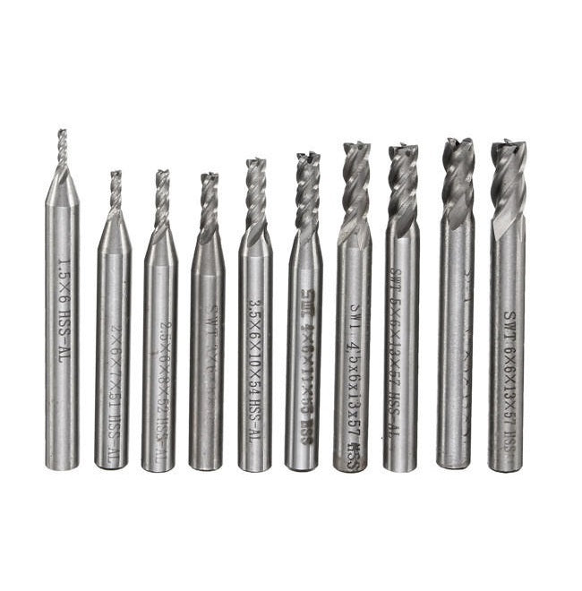 1.5mm to 6mm HSS End Milling Cutter [10 PCS] - (AD50264)