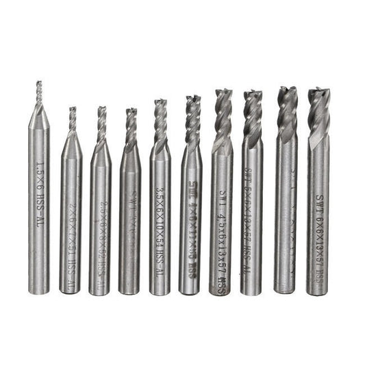 1.5mm to 6mm HSS End Milling Cutter [10 PCS] - (AD50264)