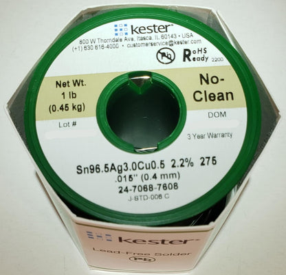275 Kester Sn/Ag/Cu 0.4mm Lead-Free Solder Wire (0.45 Kg) - (AD50283)