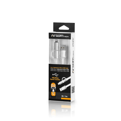 ARG-CB-0058 Argom Cable 2 in 1 Lightning & Micro USB - (AD50309)
