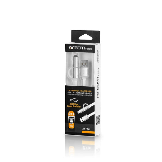 ARG-CB-0058 Argom Cable 2 in 1 Lightning & Micro USB - (AD50309)