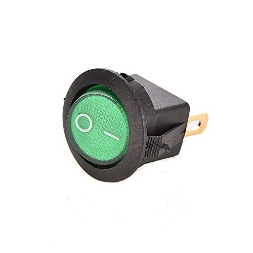 3 Pin Round SPST ON-OFF Rocker Switch GREEN - (AD51112)