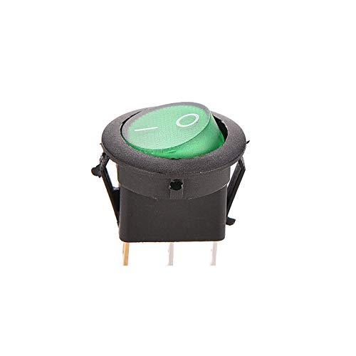 3 Pin Round SPST ON-OFF Rocker Switch GREEN - (AD51112)