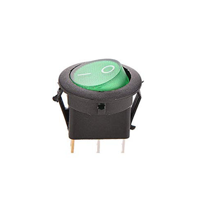 3 Pin Round SPST ON-OFF Rocker Switch GREEN - (AD51112)